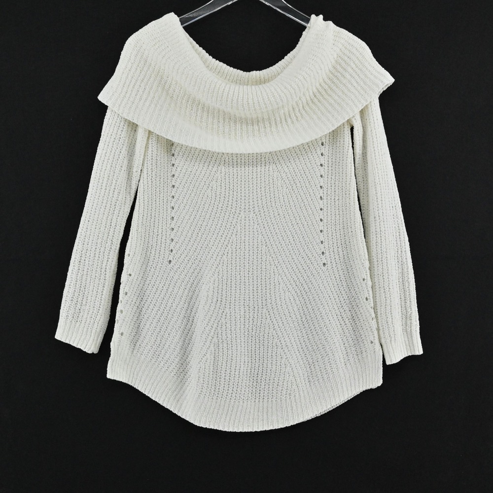 Anthropologie Moth Off The Shoulder Chenille Sweater Womens Size XS Cream‎ Boho